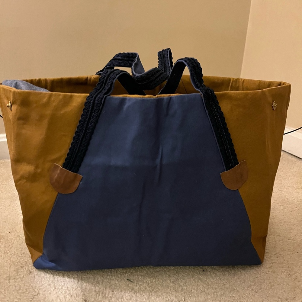 HANDMADE CANVAS Tote - perfect for the beach, YARD TOOLS, LOGS, one of a kind!